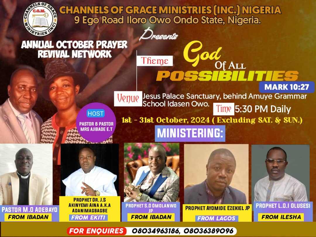 channels of grace ministries annual october prayer network